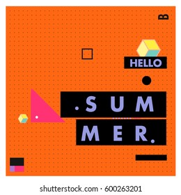 Trendy vector summer cards illustration with line elements and abstract colorful textures. Design for poster, card, invitation, brochure, and promotion template. Fashion art print and background.