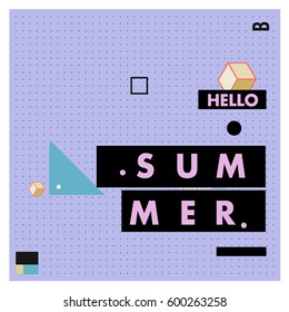 Trendy vector summer cards illustration with line elements and abstract colorful textures. Design for poster, card, invitation, brochure, and promotion template. Fashion art print and background.