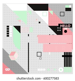 Trendy vector summer cards illustration with line elements and abstract colorful textures. Design for poster, card, invitation, brochure, and promotion template. Fashion art print and background.
