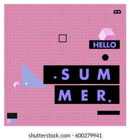 Ilustración de tarjetas de verano vectorial de moda con elementos de línea y texturas coloridas abstractas. Diseño para carteles, tarjetas, invitaciones, folletos y plantillas de promoción. Dibujo artístico de moda y fondo.