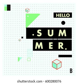 Trendy vector summer cards illustration with line elements and abstract colorful textures. Design for poster, card, invitation, brochure, and promotion template. Fashion art print and background.