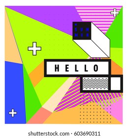 Trendy vector summer cards illustration with line elements and abstract colorful textures. Design for poster, card, invitation, brochure, and promotion template. Fashion art print and background.