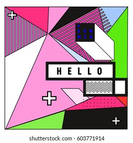 Trendy vector summer cards illustration with line elements and abstract colorful textures. Design for poster, card, invitation, brochure, and promotion template. Fashion art print and background.