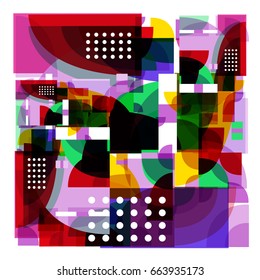 Trendy vector summer cards illustration with elements and abstract colorful textures. Design for holiday vacation poster, card, brochure, and promotion template. Fashion art print and background.