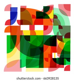 Trendy vector summer pattern illustration with elements and abstract colorful textures. Design for holiday vacation poster, card, brochure, and promotion template. Fashion art print and background.