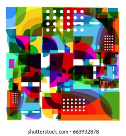 Trendy vector summer pattern illustration with elements and abstract colorful textures. Design for holiday vacation poster, card, brochure, and promotion template. Fashion art print and background.