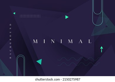Plantilla vectorial de moda para banner con triángulos y puntos y líneas delgadas en el fondo azul oscuro