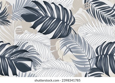 Patrón tropical vector de moda, gran diseño para cualquier propósito. Fondo tropical. Las hojas de Monstera. Hoja tropical de plátano de verano. Decoración de vacaciones.