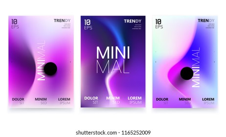 Trendy Vector Vivid Colors Fluid Gradient A4 Poster Design Set. Modern Backgrounds for Poster, Brochure, Advertising, Placard, Invitation Card, Music Festival, Night Club. EPS 10