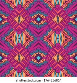 Trendy vector wallpaper. Vintage doodle art design ikat. Vector mexican holiday decoration. Fabric texture colorful. Creative vector layout. Fashion ethnic design.