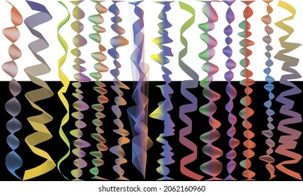 Trendy vector wave from many colored lines. Abstract wavy stripes isolated and curved creative line art fashion gradient.