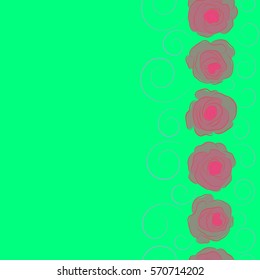 Trendy vertical floral seamless pattern with copy space (place for your text) in green, blue and pink colors. Vector illustration.