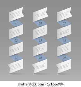 Trendy vertical origami paper numbered banners.Vector design template