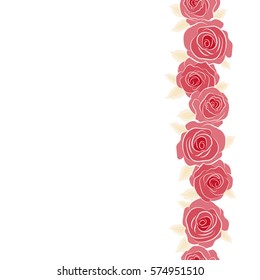 Trendy vertical seamless Floral Ditsy Print In red and beige Colors with copy space (place for your text).