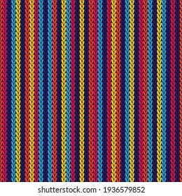 Trendy vertical stripes knitted texture geometric seamless pattern. Jumper knitwear structure imitation. Norwegian style seamless knitted pattern. Fabric canvas illustration.