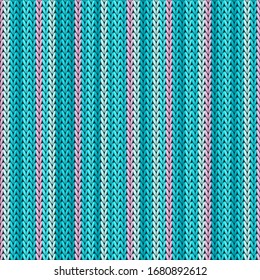 Trendy vertical stripes knitting texture geometric vector seamless. Blanket knit effect ornament. Fashionable seamless knitted pattern. Fabric canvas illustration.