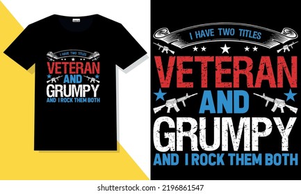 Trendy veteran t shirt design vector