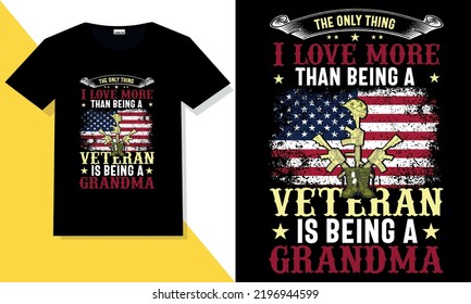 Trendy veteran t shirt design vector