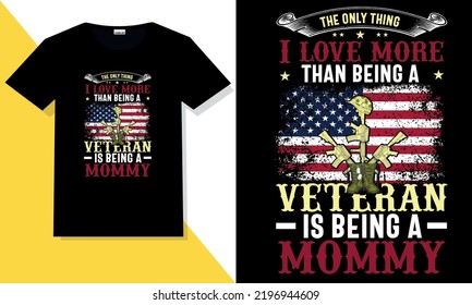 Trendy veteran t shirt design vector