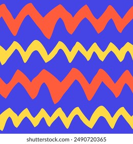 Trendy Vibrant Abstract Seamless Pattern with Zigzag Texture. Modern colorful contemporary background. Positive playfyl vivid design for party birthday kids. Repeat vector illustration