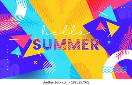 Trendy and Vibrant Hello Summer Vector Background