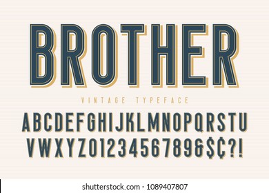 Trendy vintage display font design, alphabet, typeface, letters and numbers, typography. Swatch color control