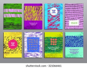 Trendy vintage hand drawn cards collection in hipster style. Vector templates for business cards, flyers and banners.