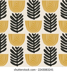 Trendy vintage minimalist seamless botanical pattern background