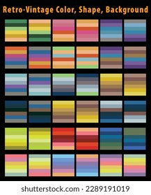 Trendy vintage retro sunset, badge, color, shape, frame, style, abstract,  pattern, vector grunge background elements, template