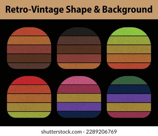 Trendy vintage retro sunset, badge, color, shape, frame, style, abstract,  pattern, vector grunge background elements, template