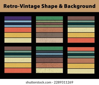 Trendy vintage retro sunset, badge, color, shape, frame, style, abstract,  pattern, vector grunge background elements, template