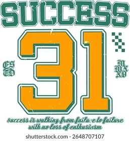 trendy vintage faculdade tipografia sucesso slogan print para camiseta t gráfico ou moletom capuz - Vetor