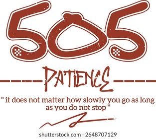 trendy vintage varsity college typography patience slogan print for graphic tee t shirt or sweatshirt hoodie - Vector