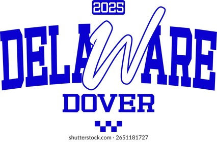 trendy vintage tipografia do colégio do varsity delaware dover slogan print para camiseta de tee gráfico ou moletom capuz - Vetor