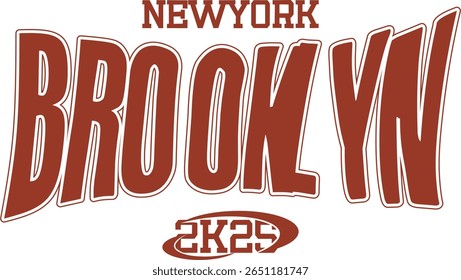 trendy vintage varsity college typography brooklyn new york slogan print for graphic tee t shirt or sweatshirt hoodie - Vector