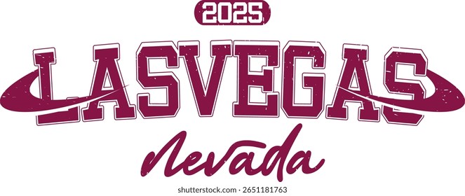 trendy vintage tipografia do colégio do varsity las vegas nevada slogan print para camiseta de tee gráfica ou capuz de moletom - Vetor