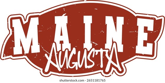 trendy vintage varsity college typography maine augusta slogan print for graphic tee t shirt or sweatshirt hoodie - Vector