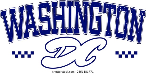 trendy vintage varsity college tipografia washington dc slogan print para camiseta de t ou moletom - Vetor