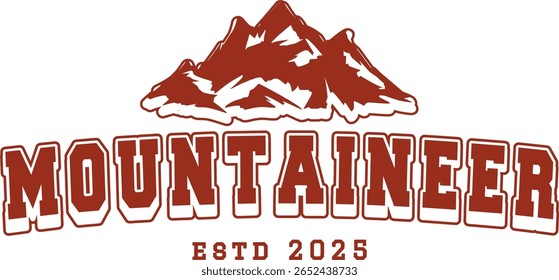 trendy vintage varsity college typography mountaineer slogan print for graphic tee t shirt or sweatshirt hoodie - Vector