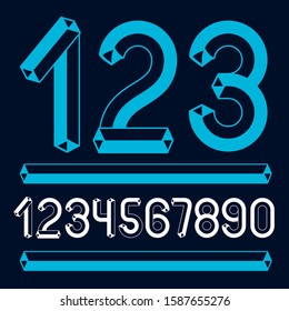 Trendy vintage vector digits, numerals collection. Retro numbers from 0 to 9 can be used in art  poster creation. Made using tetrahedral tetra tube design.