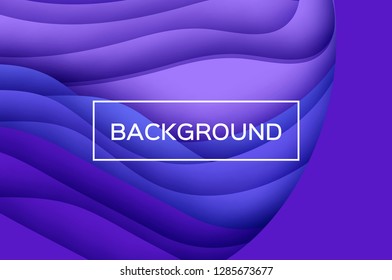 Trendy Violet Paper Cut Wave Shapes Banner. Origami layered curve design for business presentations, flyers, posters. 