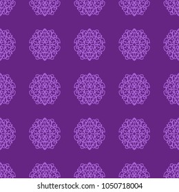 Trendy violet seamless pattern with arabic ornament. Perfect stylish swatch for textile, cover, interior design. Vector eps 10