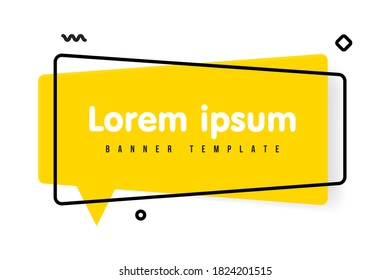 Trendy vivid banner template in speech bubbles style. Vector flat illustrations. Yellow banner, poster or billboard abstract shapes for sale promotion. White background with element decor.