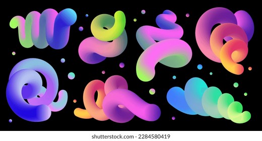  Trendy vivid colorful gradient elements. Liquid color shapes for posters, iluustrations or backgrounds.  Colorful vector forms, vibrant waves, brush blend strokes. - Shutterstock ID 2284580419