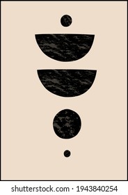 A trendy wall decor of abstract geometric minimalistic circles and semicircles with a texture perfect for wall decoration, print products or brochures.