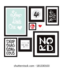 Trendy wall decoration typography quote home decor photo frame with text in vector