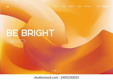 Trendy Trendy Warm Color Gradient Fluid Background Landing Page. Modern Backdrop for Poster, Brochure, Advertising, Placard, Invitation Card, Music Festival, Night Club, Website, Cover