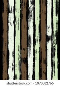 Trendy watercolor brush stripes pattern on black. Brown, white and green paintbrush lines vertical texture for background. Hand drown paint strokes design artwork.  For illustration.