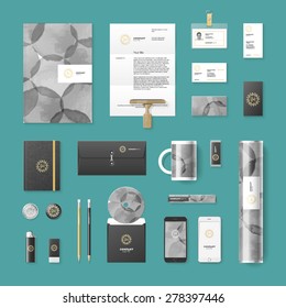 Trendy watercolor corporate identity template. High quality vector design element. Eps10