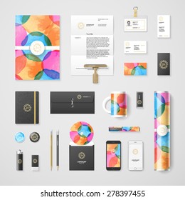 Trendy watercolor corporate identity template. High quality vector design element. Eps10